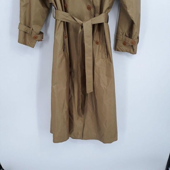Vtg 80's Maggie Lawrence Coat Trench Longline Belted Waist Gold Sz 12 - Picture 4 of 11